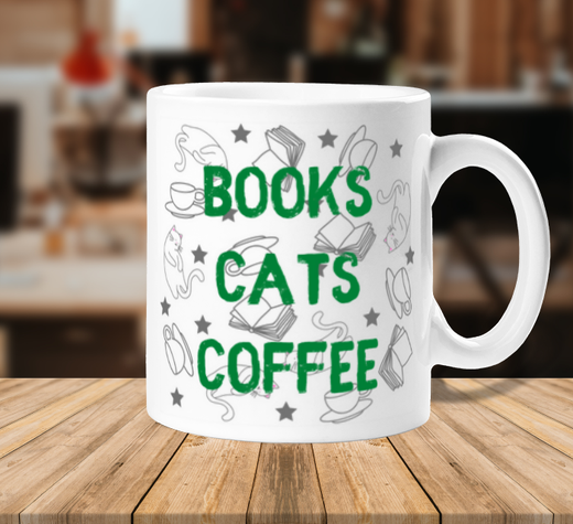 books, cats, coffee - taza
