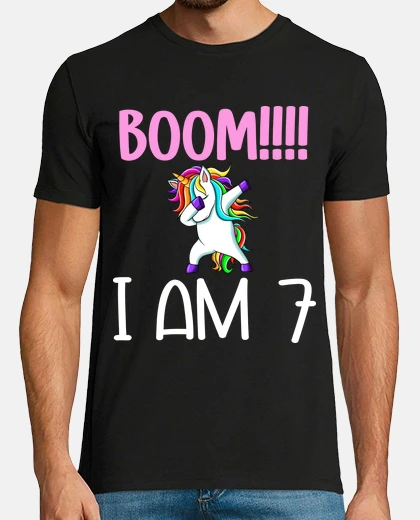 Playera boom i am 7 7th birthday byys girls kid
