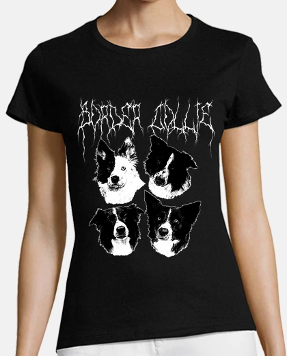 Tee-shirt border collie en métal noir