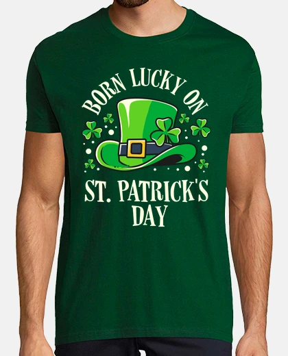T-shirt born lucky il giorno st. festa day patrizio, irlanda celtica