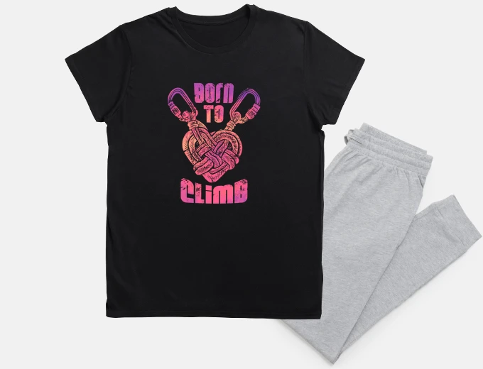 Pyjama born to climb heart shaped carabiner an