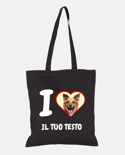 borsa i love con foto testo personalizzabile