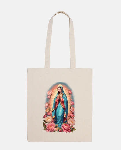 Borsa borsa porta documenti nostra signora di guadalupe vergine del latino con peonie rosa