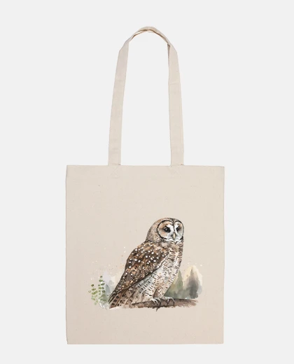 Borsa borsa tote foresta grigia con gufi notturni