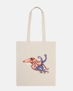 borsa blu polpo tela
