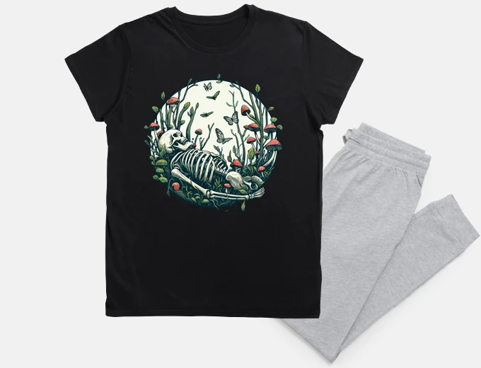 Pyjama Botany mushroom skeleton butterflies