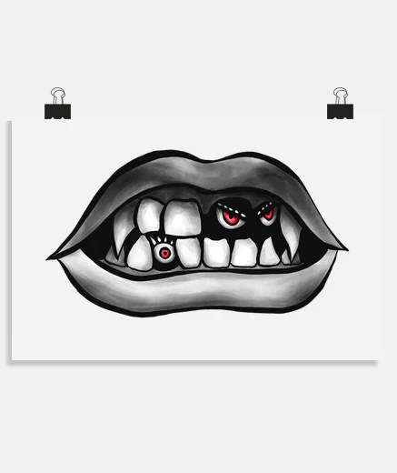 Poster bouche de vampire avec des crocs et des