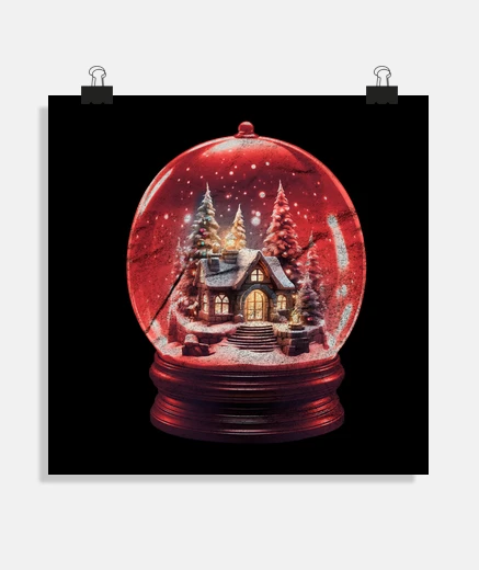 Poster boule à neige en verre vintage retro affiche chambre enfant salon poster 