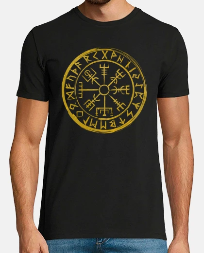 Tee-shirt boussole viking vegvísir - gold