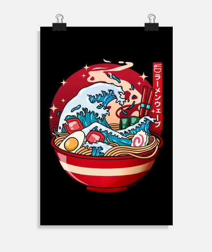 Poster bowl of ramen waves