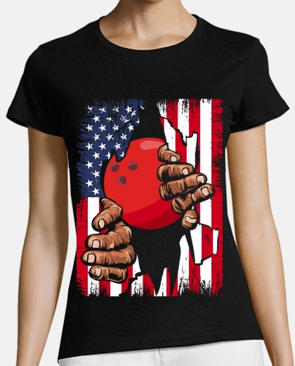 Tee-shirt bowling drapeau américain bolos quilleu