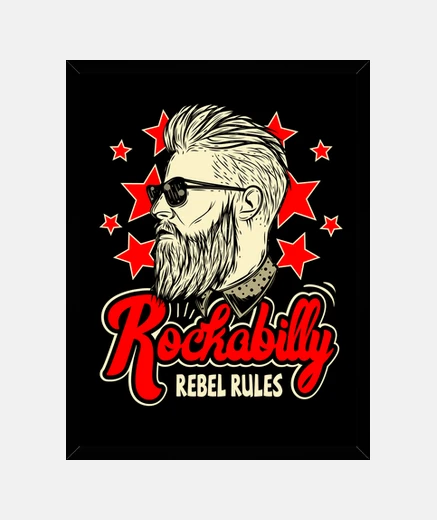 Quadro box vintage rockabilly rockers ribelli rules usa rock e roll di musica