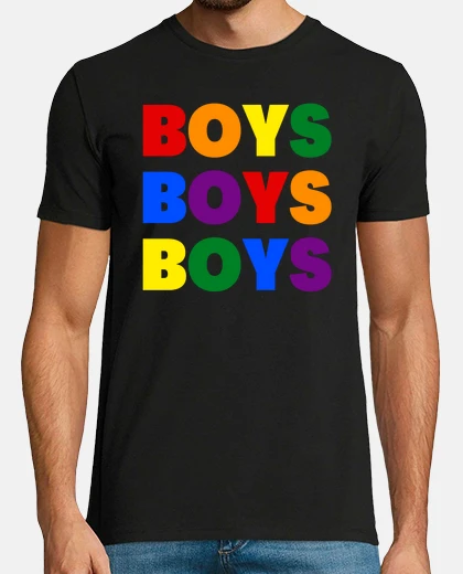 T-shirt BOYS BOYS BOYS LGBT Rainbow Color Lette