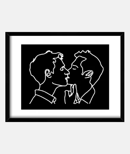 Framed boys kiswithoutg on white