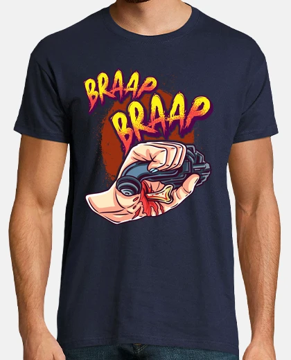 T-shirt braaap regalo festa del papà di motocross a mano e acceleratore