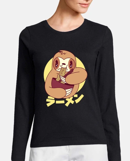 T-shirt bradipo che mangia ramen noodles regalo
