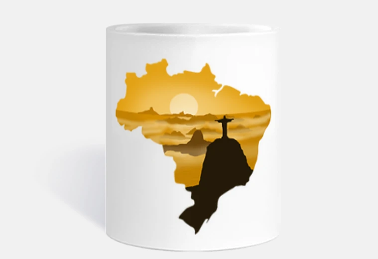 Tazza brasile mappa e nazione aje