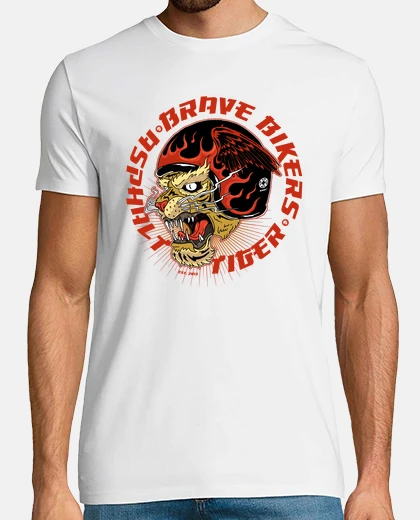 Camiseta Brave Bikers Asphalt Tiger White