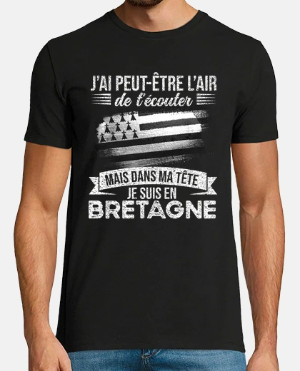 Tee-shirt Bretagne Dans Ma Tete Cadeau Breton