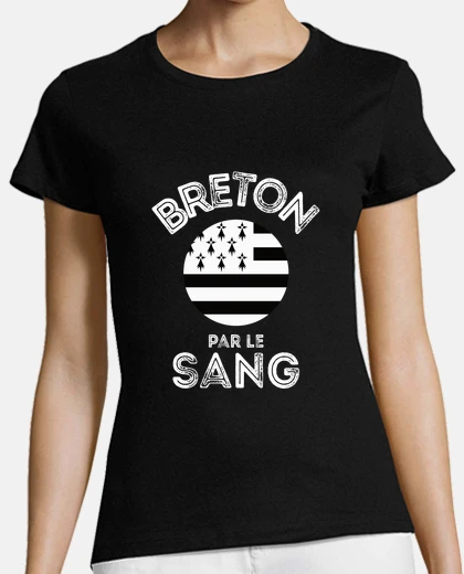 Tee-shirt Breton par le sang avec drapeau Bretagn