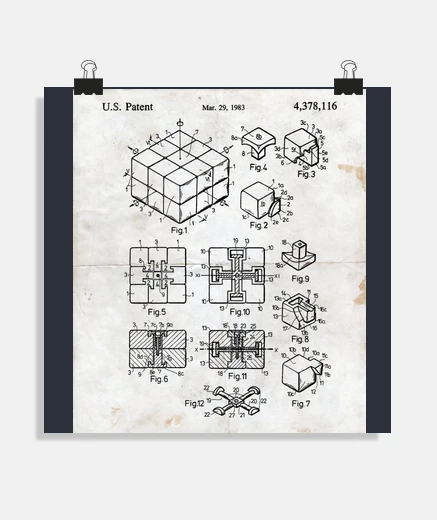Poster brevetto originale del cubo di Rubik