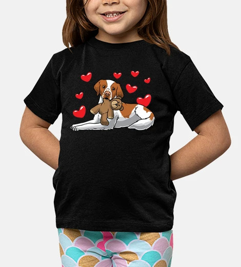Kids Brittany Dog With Stuffed Animal And