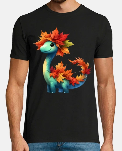 T-shirt brontosauro dinosauro autunnale kawaii