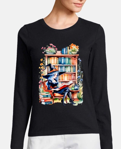 Playera Bruja leyendo librería biblioteca