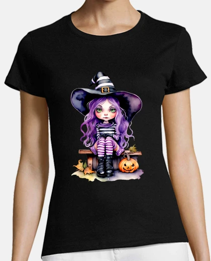 Playera Bruja morada de Halloween