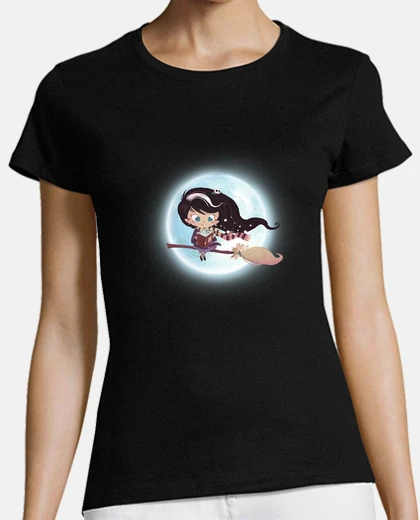 Playera Bruja volando por la Luna