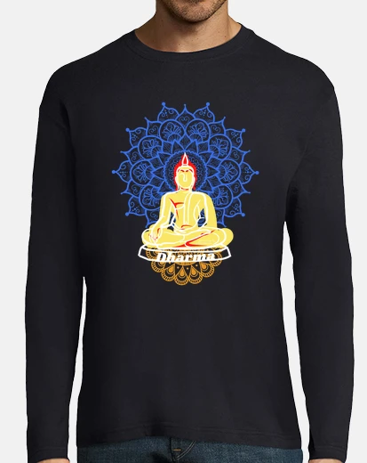T-shirt buddha colors bandiera buddista m. lungo
