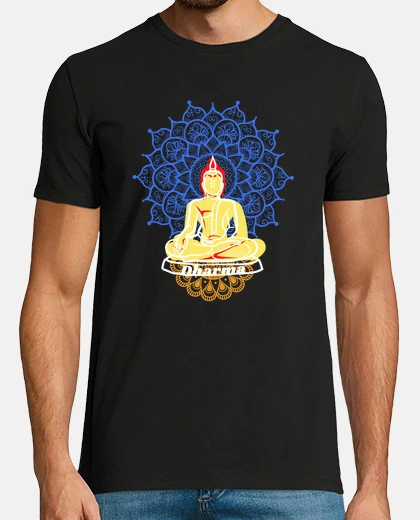 T-shirt buddha colors buddista bandiera uomo