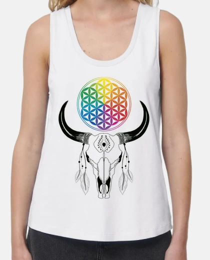 Tee-shirt buffle crâne de buffle. design indienne