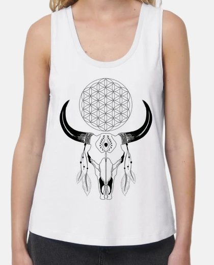 Tee-shirt buffle crâne de buffle. design indienne
