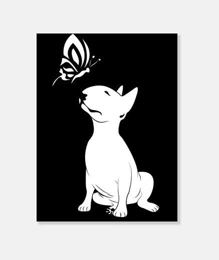 Wall bull terrier butterfly