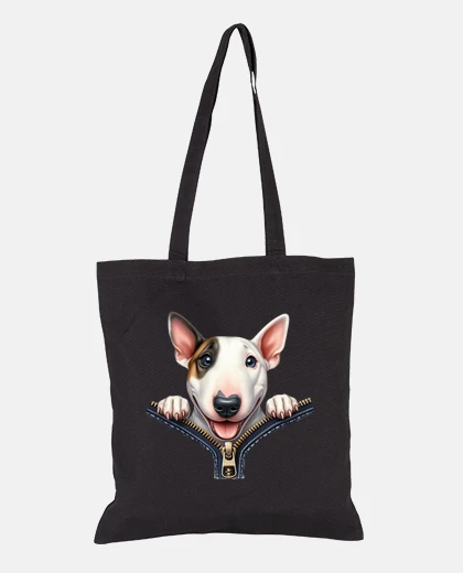 Borsa bull terrier in una borsa da studente con tasca con cerniera