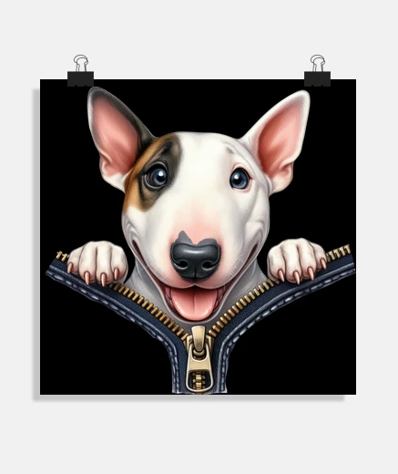 Poster bull terrier in una tasca con cerniera poster ufficio soggiorno officina negozio stand poster del ta