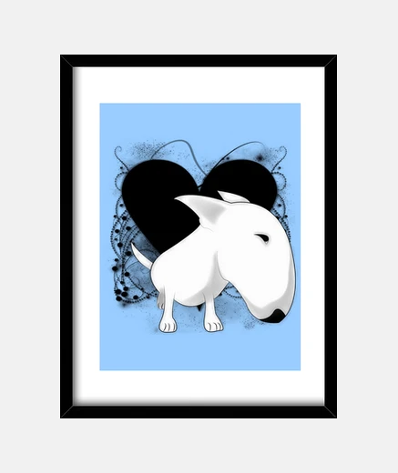 Framed bull terrier vintage heart