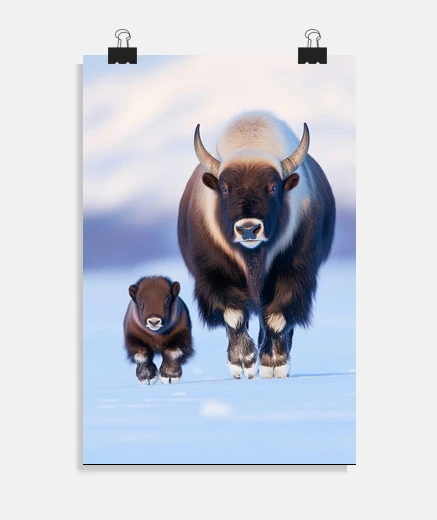 Poster Bull Wild Animal Portrait In A Natural
