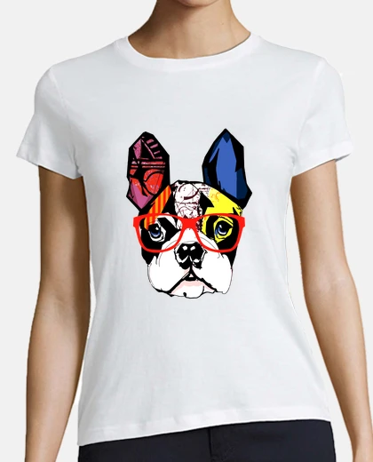 Camiseta Bulldog Francés con gafas rojas