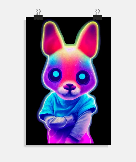 Poster bunny antropomorfo neon