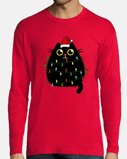 T-shirt buon natale simpatico gatto