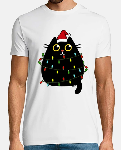 T-shirt buon natale simpatico gatto