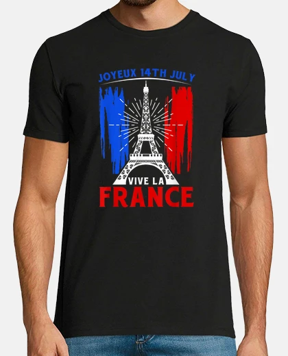 T-shirt buona festa nazionale del 14 luglio, viva la francia