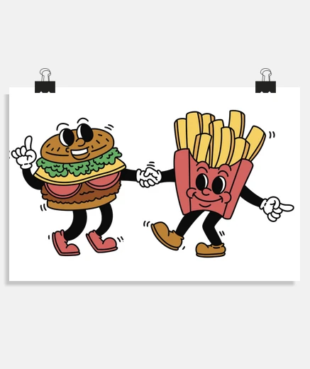 Poster burger dancing fries food truck fast poster customizable flyer poster