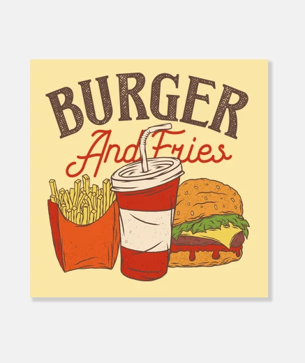 Tableau burger toile style vintage hamburgers restauration nourriture