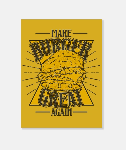 Tableau burger toile style vintage hamburgers restauration nourriture