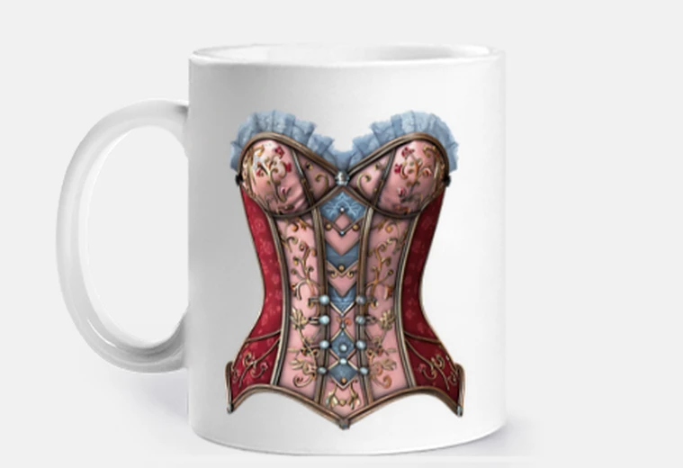 Cup bustier corset medieval mug to personalize coffee tea herbal tea infusion mate croissants