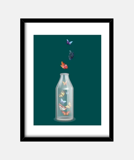 Framed butterflies on the bot her