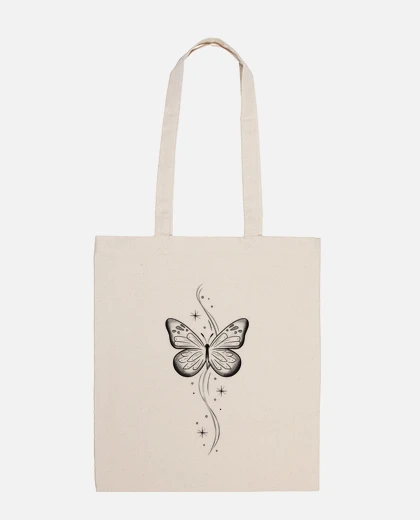 butterfly drawing minimalist elegant student bag diary e-reader romantic tote